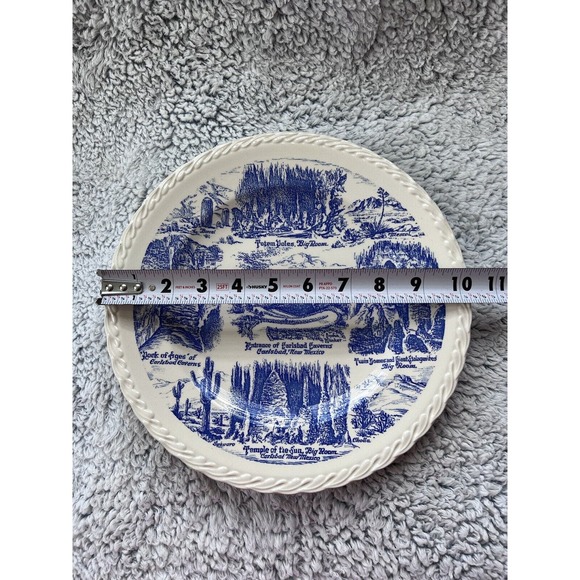 Vernon Kilns Carlsbad Caverns New Mexico Blue Transfer Ware Souvenir Plate 10.5" - Picture 4 of 6
